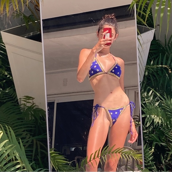 Couture Handmade Royal Silk Star Bikini & Cover Up - Picture 5 of 11